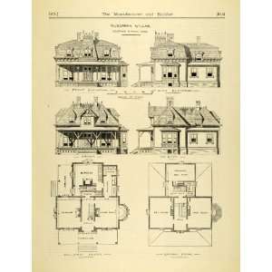   Villa Floor Plans Elevations   Original Halftone Print: Home & Kitchen