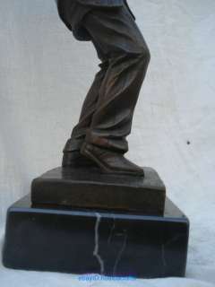 Bronze statue sculpture wind instrument African boy  