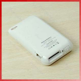   External Power Pack Backup Battery Charger Case For iPhone 4G 4S White
