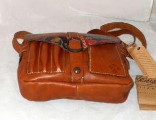 Patricia Nash Italian Leather Praga Flap Vintage Patch Crossbody Purse 