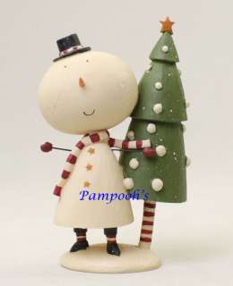 Blossom Bucket Snowman with Christmas Tree on Snow Figurine  