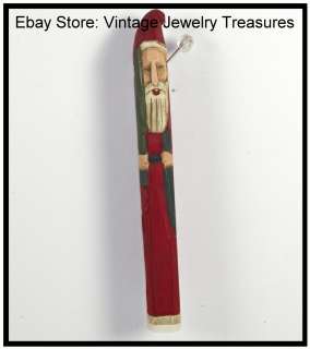 Vintage Hand Carved Wood Father Christmas Pin & Pendant  