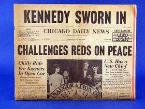 Jan 20, 1961 Chicago Daily News Newspaper JFK Kennedy Sworn In  