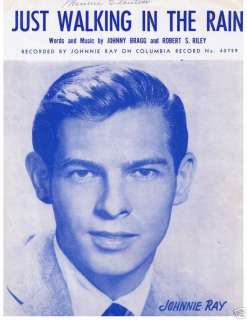JUST WALKING IN THE RAIN Sheet Music 1953, Johnnie Ray  