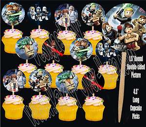 Star Wars Kids Video Game Double sided Images Cupcake Picks Cake 