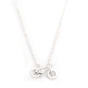 Alex Woo Style High Gloss Finish Silver Plated Old Bicycle Necklace