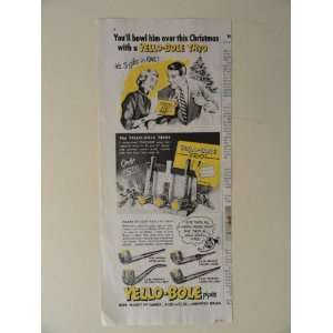  Yello Bole Pipes. 1952 print ad. (woman giving gift to man 