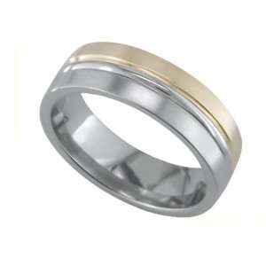   Fashionable Titanium Ring with Semi 14K Gold Design Size11.75 Jewelry