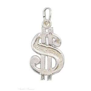    Sterling Silver Dollar Sign Symbol Good Luck Charm Jewelry