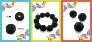 Velvet plastic round beads spacer Black 12MM 50PCS (11 19 148)  