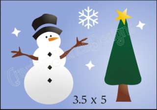 New Stencil #TT67 ~ Frosty Snowman with primitive Tree and Snowflakes 