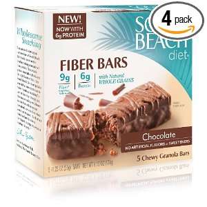 South Beach Diet Bar Fiber Granola Bar, Chocolate, 5 Count (Pack of 4)