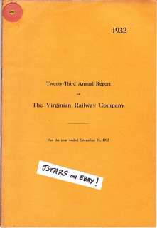 1929   1940 VIRGINIAN RAILWAY COMPANY ANNUAL REPORTS, N&W, NORFOLK, VA 