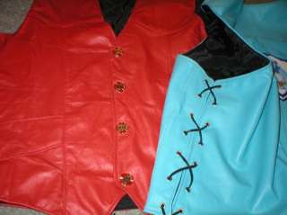 CUSTOM LEATHER MOTORCYCLE CLUB VEST MEN RED BLUE KNIGHT  