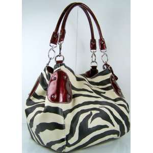  Women Handbags Purses Zebra Print Tote Bag Hobo Wine: Home 