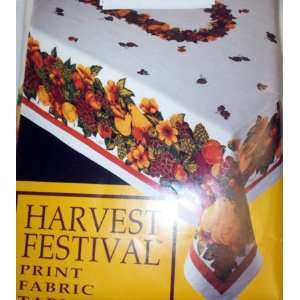  Harvest Festival Print Fabric Fall Oblong Tablecloth 60X 