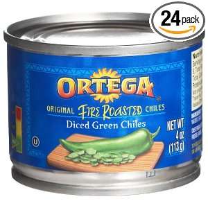 Ortega Original Fire Roasted Diced Green Chiles, Mild, 4 Ounce Cans 