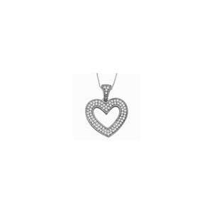  ZALES Diamond Double Row Heart Shaped Pendant in Sterling 