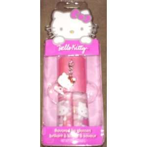  Hello Kitty Twin Lip Glosses with Clip on Charm Toys 
