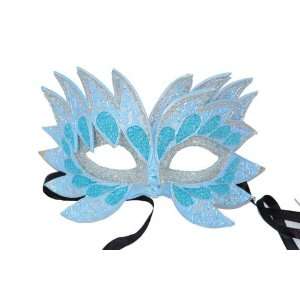   Beautiful Venetian Mask Blue Glitter Masquerade Party Mask Beauty