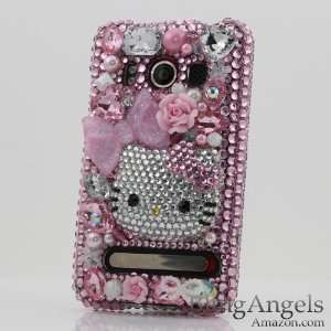  3D Swarovski Crystal Bling Pink Kitty Case Cover for HTC EVO 