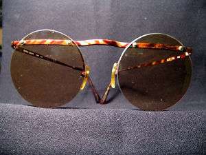 Vintage 80s Giorgio Armani Tortoise Sunglasses Round Open Lenses Near 