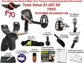 Fisher F70 Metal Detector with 3 Search Coils 089723999501  
