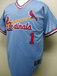   Cardinals #1 Ozzie Smith Throwback Cooperstown Blue Jersey  