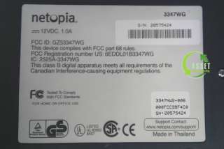 Netopia 4 Port 10/100 Wireless Modem/Router 3347WG  