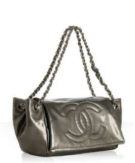 Chanel grey patent leather double C small shoulder bag   up to 