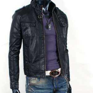 Mens Rider Motorcycle Leather Jacket JK002 Black M L XL  