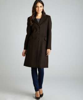 Cinzia Rocca brown wool cashmere three quarter length coat   
