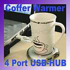 Port USB Hub + Tea Coffee Mug Warmer Cup PC Laptop x1