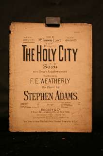 The Holy City Stephen Adams Vintage Sheet Music  