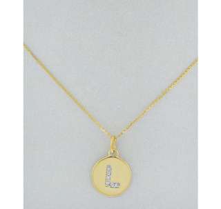 Elements by KC Designs gold and diamond L initial pendant necklace