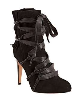 Gianvito Rossi black suede lace up wrap booties