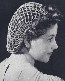 Vintage Crochet PATTERN Snood Hairnet hair net fishnet  