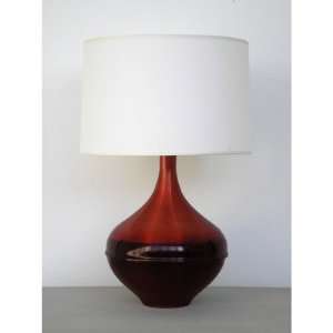   Kiss Table Lamp in Raku with White Linen Shade