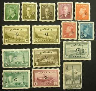 Canada 1950 1953, Officials G Overprint MNH Sttamps, High CV #m60 