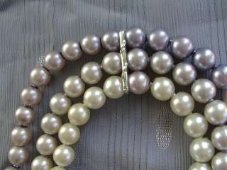 vtg 1950 Old Hollywood triple strand Pearl Pop Bead Choker Necklace 