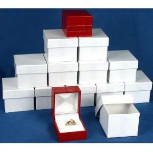 12 Red Leather Ring Gift Boxes Jewelry Showcase Displays 