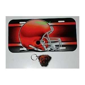  Cleveland Browns License Plate & Key Ring Auto Set: Sports 