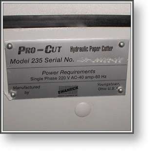 ProCut 235   23 Paper Cutter + Power Clamp   1 PH   Digital Readout 