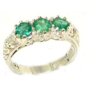 com Luxury Sterling Silver Womens Emerald Trilogy Eternity Band Ring 