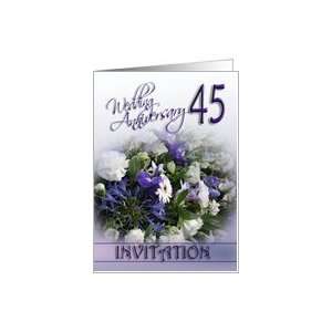  45th Wedding Anniversary Invitation   Blue bouquet Card 