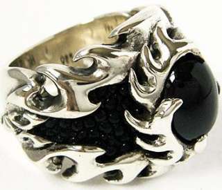 FLAME TATTOO STINGRAY STERLING 925 SILVER RING Sz 15 TOP QUALITY MENS 