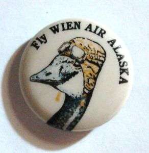 Vintage Wien Air Alaska Goose Pinback Button Ended 1984  