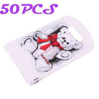 50pcs Thickened Plastic Gift Jewelry Bags White Bear  