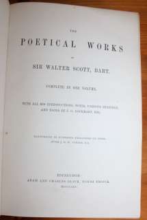   of Sir Walter Scott~Fine Binding~POETRY~Complete in 1 Volume  