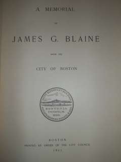 1893 Boston Memoriam James G. Blaine,Civil War Politics  